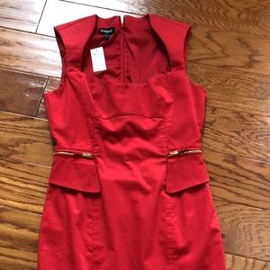 Bebe Red Dress with Gold Zipper Detail